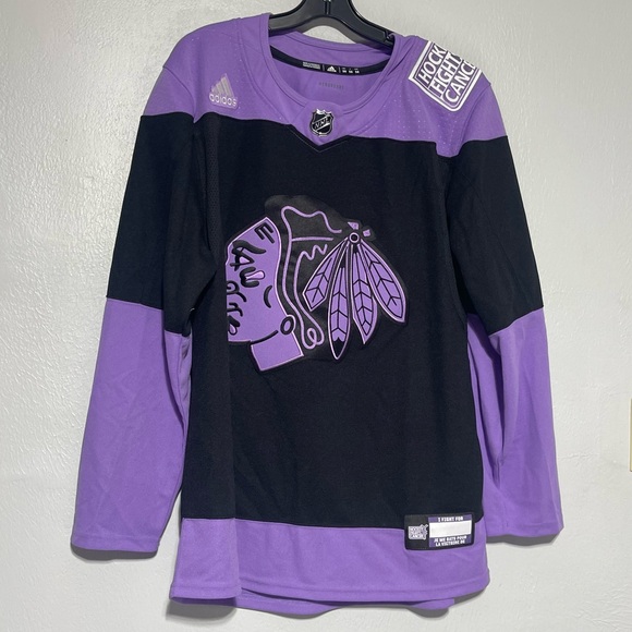 2019 HOCKEY FIGHTS CANCER CHICAGO BLACKHAWKS ADDIDAS JERSEY ALL New Size 50
